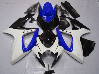 Carénages Moto Suzuki GSXR 600 / GSXR 750 2006-2007 - Blanc Bleu Noir Brillant Étoile Vendre