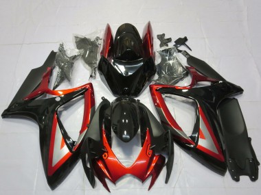 Carénages Moto Suzuki GSXR 600 / GSXR 750 2006-2007 - Noir Brillant Rouge Argent Vendre