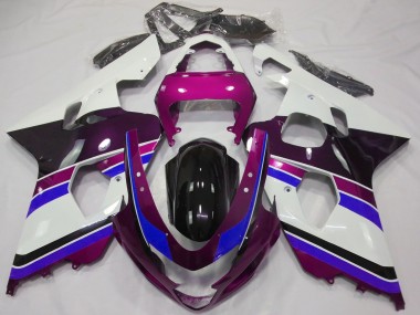 Carénages Moto Suzuki GSXR 600 / GSXR 750 2004-2005 - Blanc Rose Bleu Noir Brillant Vendre