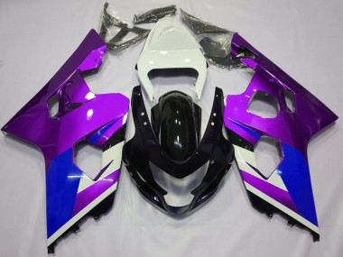 Carénages Moto Suzuki GSXR 600 / GSXR 750 2004-2005 - Blanc Violet Bleu Noir Brillant Vendre