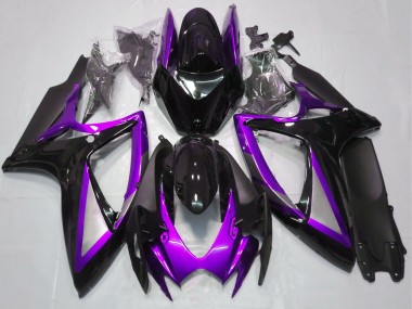 Carénages Moto Suzuki GSXR 600 / GSXR 750 2006-2007 - Violet Noir Brillant Noir Mat Vendre