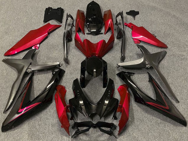 Carénages Moto Suzuki GSXR 600 / GSXR 750 2008-2010 - Rouge Noir Brillant Noir Mat