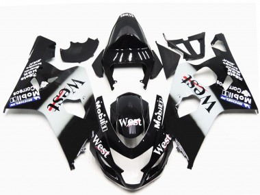Carénages Moto Suzuki GSXR 600 / GSXR 750 2004-2005 - Noir Brillant Blanc West OEM Style Vendre