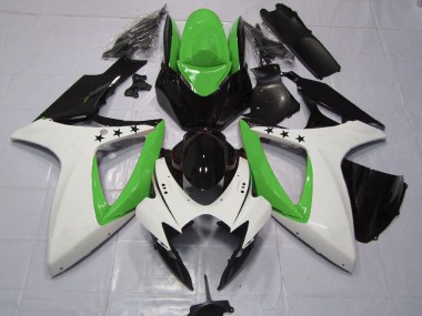Carénages Moto Suzuki GSXR 600 / GSXR 750 2006-2007 - Vert Blanc Noir Brillant Étoile Vendre