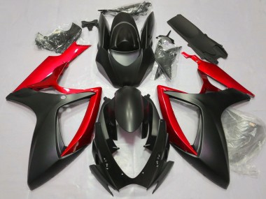 Carénages Moto Suzuki GSXR 600 / GSXR 750 2006-2007 - Noir Mat Rouge Vendre
