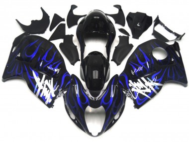 Carénages Moto Suzuki GSXR 1300 1996-2007 - Noir Brillant Bleu Profond Flamme Vendre