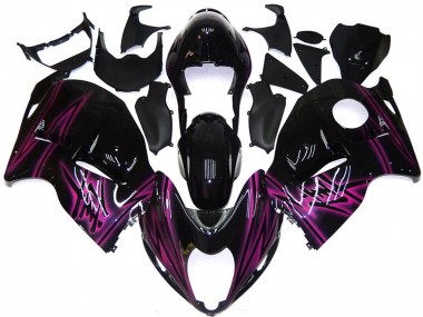 Carénages Moto Suzuki GSXR 1300 1996-2007 - Noir Brillant Violet Flamme Vendre