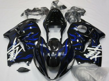 Carénages Moto Suzuki GSXR 1300 1996-2007 - Noir Brillant Bleu Flamme Vendre