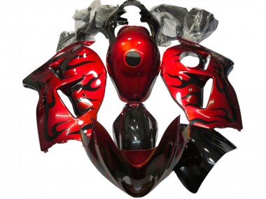 Carénages Moto Suzuki GSXR 1300 1996-2007 - Rouge Noir Flamme Vendre