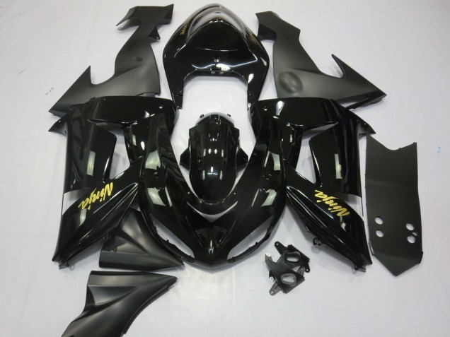 Carénages Moto Kawasaki ZX10R 2006-2007 - Noir Brillant Noir Mat Or