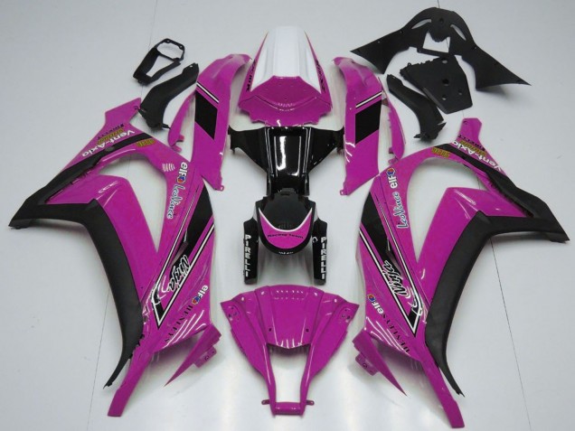 Carénages Moto Kawasaki ZX10R 2011-2015 - Blanc Rose Noir Brillant OEM Style