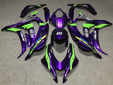 Carénages Moto Kawasaki ZX10R 2016-2020 - Violet Vert Blanc Trick Star EVA Courses Vendre