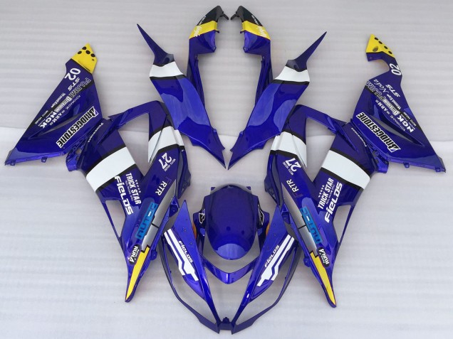 Carénages Moto Kawasaki ZX6R 2013-2018 - Bleu Blanc Jaune Trick Star Bridgestone