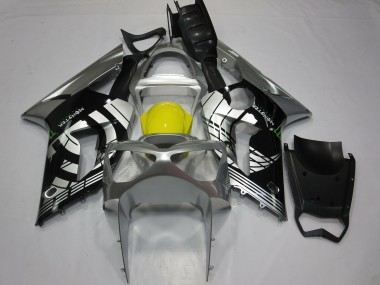 Carénages Moto Kawasaki ZX6R 2003-2004 - Argent Jaune Noir Brillant Vendre