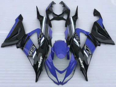 Carénages Moto Kawasaki ZX6R 2013-2018 - Bleu Noir Blanc Vendre