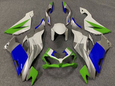 Carénages Moto Kawasaki ZX6R 2019-2022 - Blanc Argent Vert Bleu Vendre