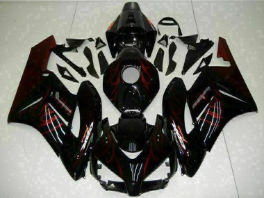 Carénages Moto Honda CBR1000RR 2004-2005 - Noir Brillant Rouge Flamme Vendre