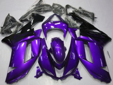 Carénages Moto Kawasaki ZX6R 2007-2008 - Violet Brillant Noir Vendre