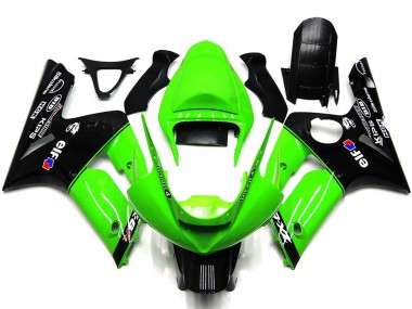 Carénages Moto Kawasaki ZX6R 2003-2004 - Vert Noir Brillant Elf Silkolene Vendre