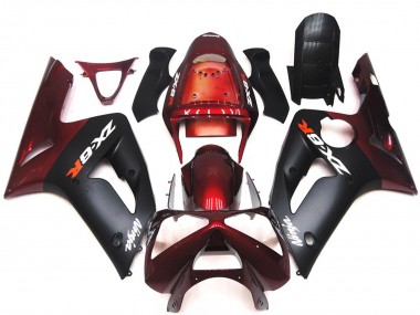 Carénages Moto Kawasaki ZX6R 2003-2004 - Rouge Marron Noir Mat Vendre