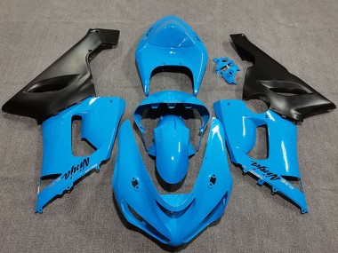Carénages Moto Kawasaki ZX6R 2005-2006 - Bleu Vibrant Noir Mat Vendre