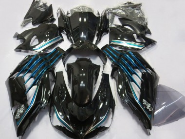 Carénages Moto Kawasaki ZX14R ZZR1400 2012-2024 - Noir Brillant Bleu Clair Vendre