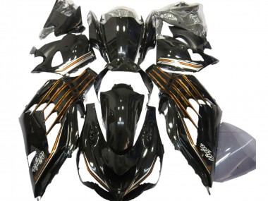 Carénages Moto Kawasaki ZX14R ZZR1400 2012-2024 - Noir Brillant Orange Vendre