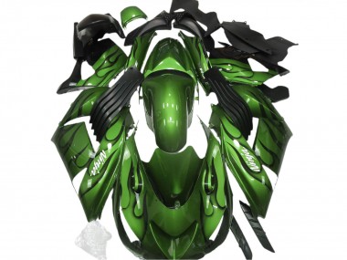 Carénages Moto Kawasaki ZX14R 2006-2011 - Vert Noir Flamme Vendre