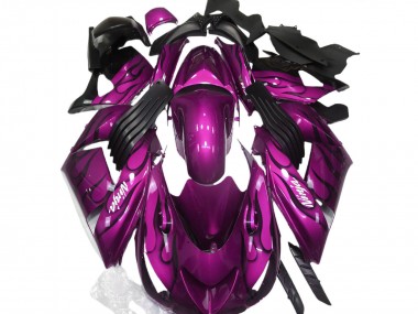 Carénage Moto Kawasaki ZX14R 2006-2011 - Violet Noir Flamme Blanc Ninja Vendre