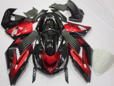 Carénages Moto Kawasaki ZX14R 2006-2011 - Rouge Noir Brillant Bande Vendre