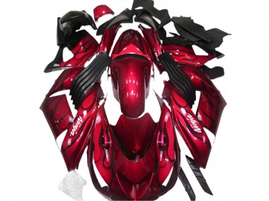 Carénages Moto Kawasaki ZX14R 2006-2011 - Rouge Noir Flamme Blanc Ninja Vendre