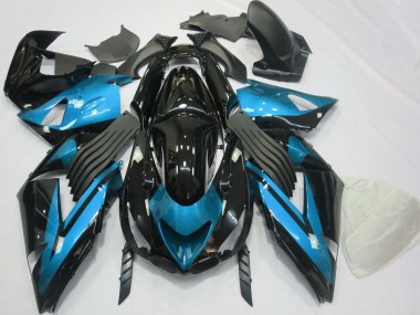 Carénages Moto Kawasaki ZX14R 2006-2011 - Bleu Clair Noir Brillant Vendre