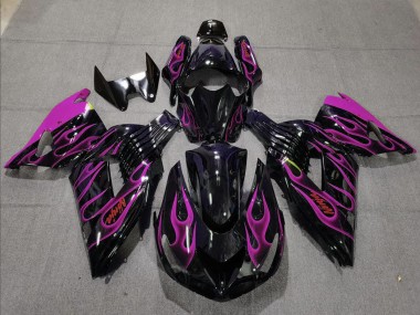 Carénage Moto Kawasaki ZX14R 2006-2011 - Noir Brillant Violet Flamme Vendre