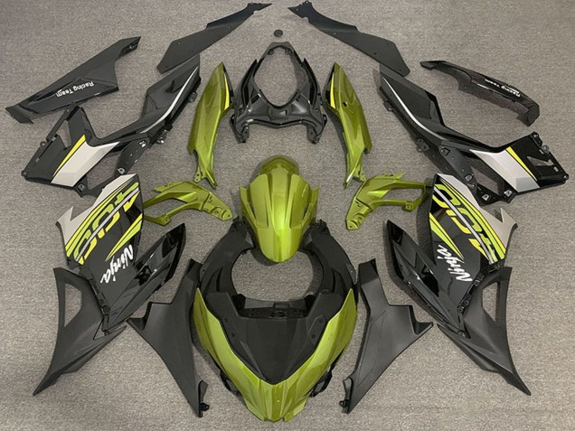 Carénages Moto Kawasaki Ninja 400 2018-2024 - Jaune Liquide Noir Brillant Noir Mat OEM Style