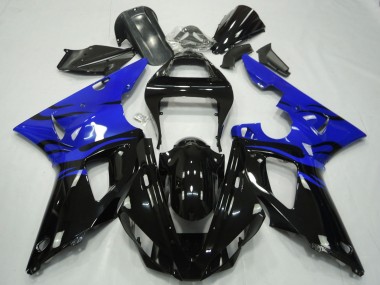 Carénages Moto Yamaha R1 2000-2001 - Bleu Noir Brillant Flamme Vendre
