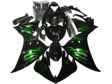 Carénages Moto Yamaha R1 2009-2011 - Noir Brillant Vert Flamme Vendre