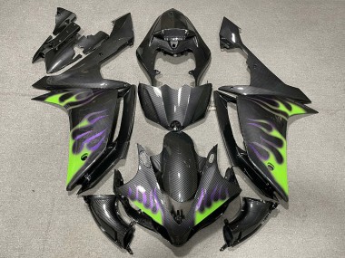 Carénages Moto Yamaha R1 2007-2008 - Fibre de Carbone Vert Violet Flamme Vendre