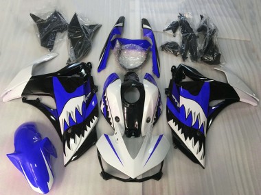 Carénages Moto Yamaha R3 2015-2018 - Blanc Bleu Noir Brillant Requin Vendre