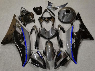 Carénages Moto Yamaha R6 2008-2016 - Noir Brillant Fibre de Carbone Style Bleu Vendre