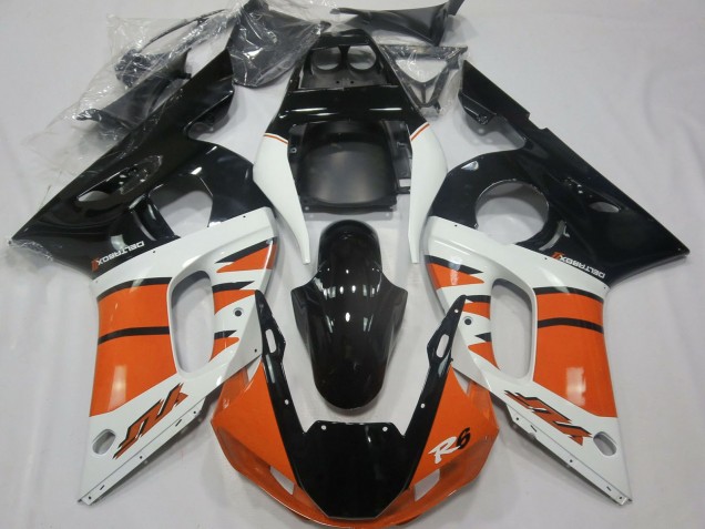 Carénages Moto Yamaha R6 1998-2002 - Blanc Orange Noir Brillant