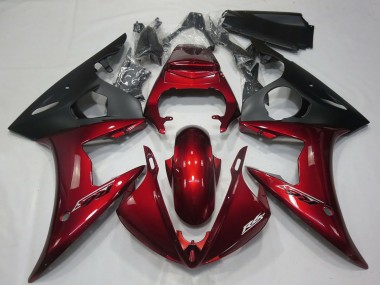 Carénages Moto Yamaha R6 2005 - Rouge Foncé Noir Mat Vendre