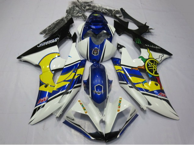 Carénages Moto Yamaha R6 2008-2016 - Blanc Bleu Noir Jaune
