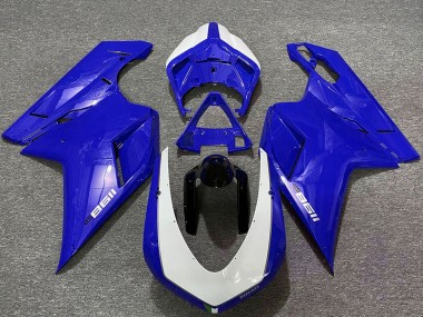 Carénages Moto Ducati 1198 2007-2014 - Bleu Brillant Blanc Vendre