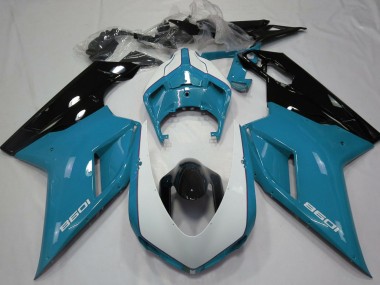Carénages Moto Ducati 1098 2007-2014 - Bleu Blanc Noir Brillant Vendre