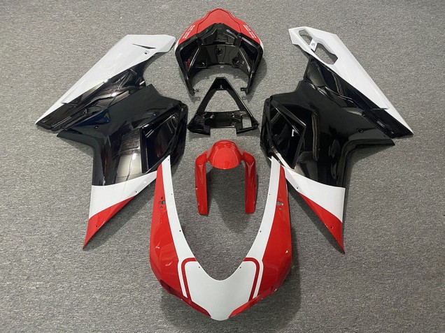 Carénages Moto Ducati 848 1098 1198 2007-2014 - Blanc Rouge Noir Brillant