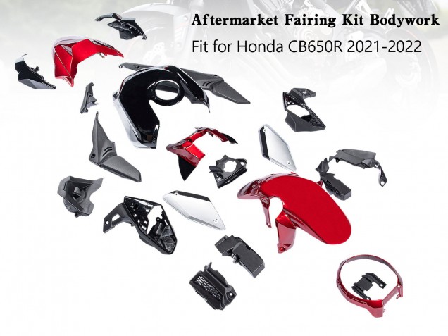 Carénages Moto Honda CB650R 2019-2022 - Noir Rouge Argent