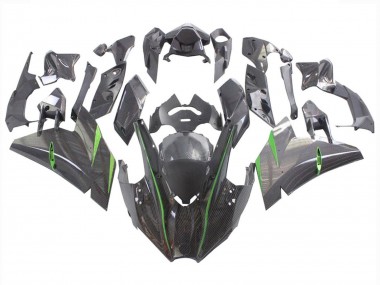 Carénages Moto Kawasaki Ninja H2 2015-2022 - Noir Fibre de Carbone Vert Vendre