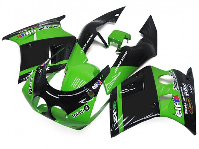 Carénages Moto Kawasaki ZXR250 1989-1990 - Vert Noir Brillant Elf Touch4 Bridgestone