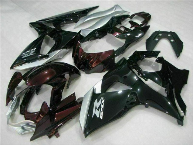 Carénages Moto Suzuki GSXR 1000 2009-2016 - Noir Brillant Argent Blanc