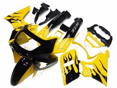Carénages Moto Kawasaki ZZR400 1993-2007 - Jaune Noir Flamme Vendre